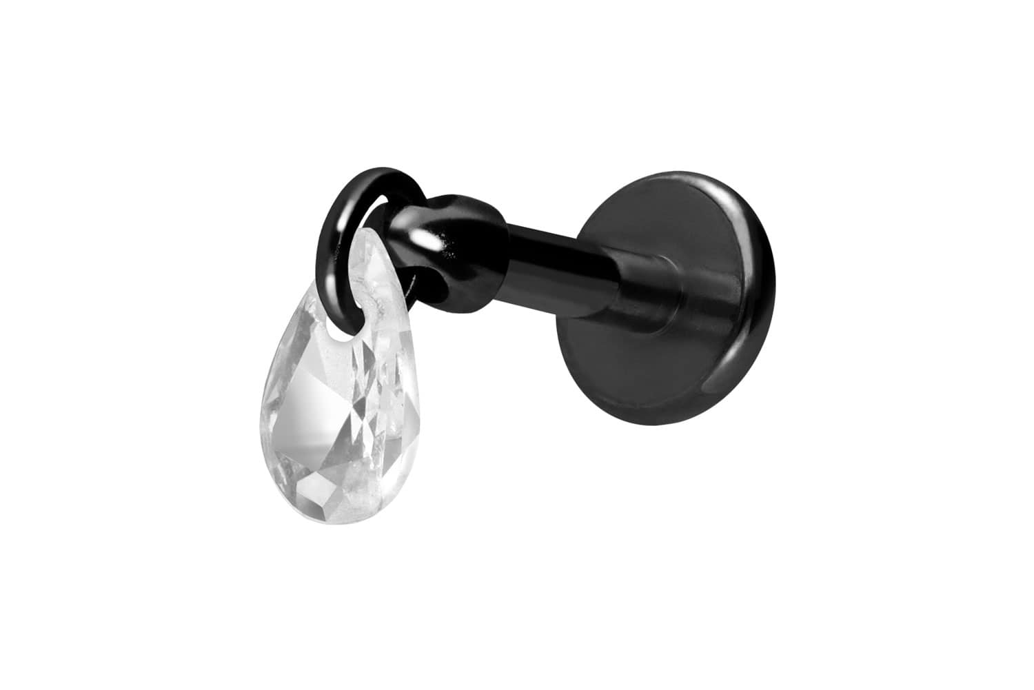 Titan Labret Piercing mit Innengewinde KRISTALLTROPFEN